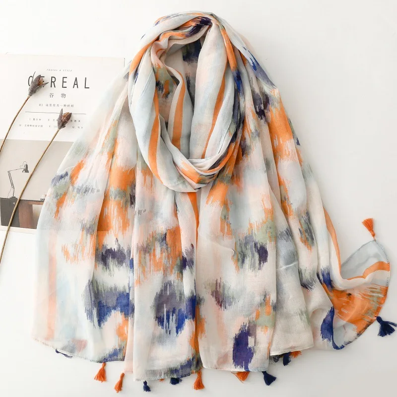 

2025 Fashion New Women Gradient Color Tassel Scarf Shawls Beach Soft Foulard Wraps Hijab Wholesale 10pcs/LOT