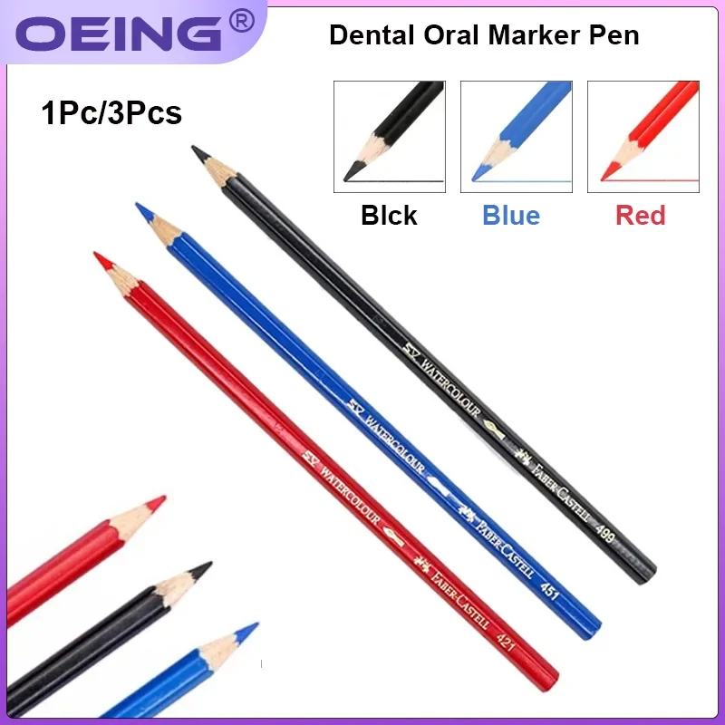 Dental Oral Marker Pen Intraoral Marker Sterilizable Denture False Teeth Repair Sign Line Drawing Pen Black/Blue/Red Dental Tool