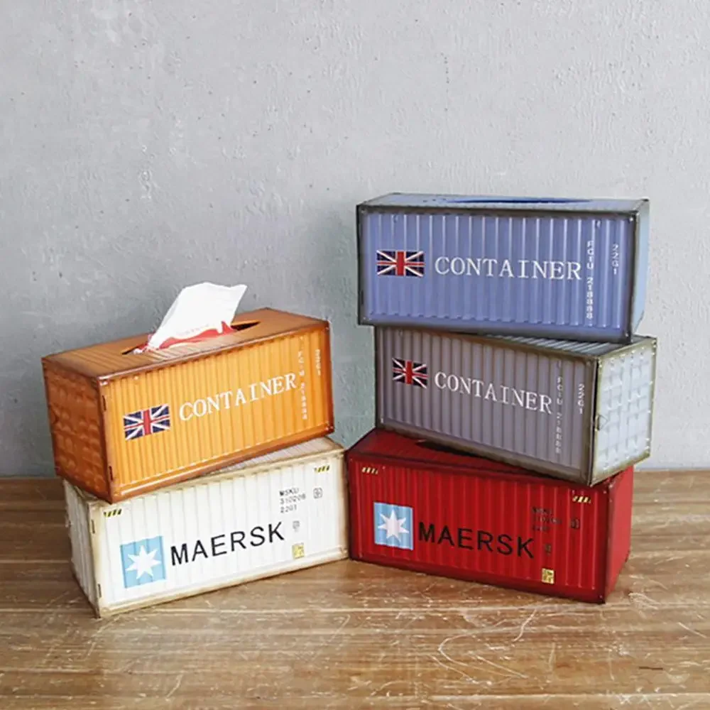 Retro Creative Container Design Iron Tissue Box Home Car Napkin Paper Container Metal Paper Towel Storage Case Home Decor