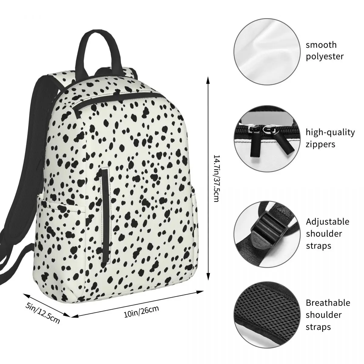 Dalmatian Dog Texture Backpack Student BookBag Boys Girls School Bag Laptop Shoulder Bags Men Women