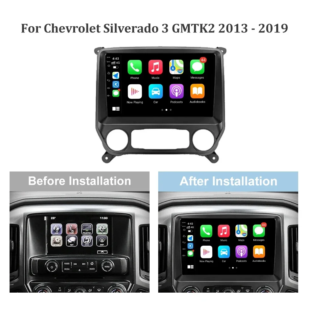 Android 14 For Chevrolet Silverado 3 GMTK2 2013-2019 Wireless Carplay Stereo Wireless Carplay Screen Multimedia Navigation 2DIN