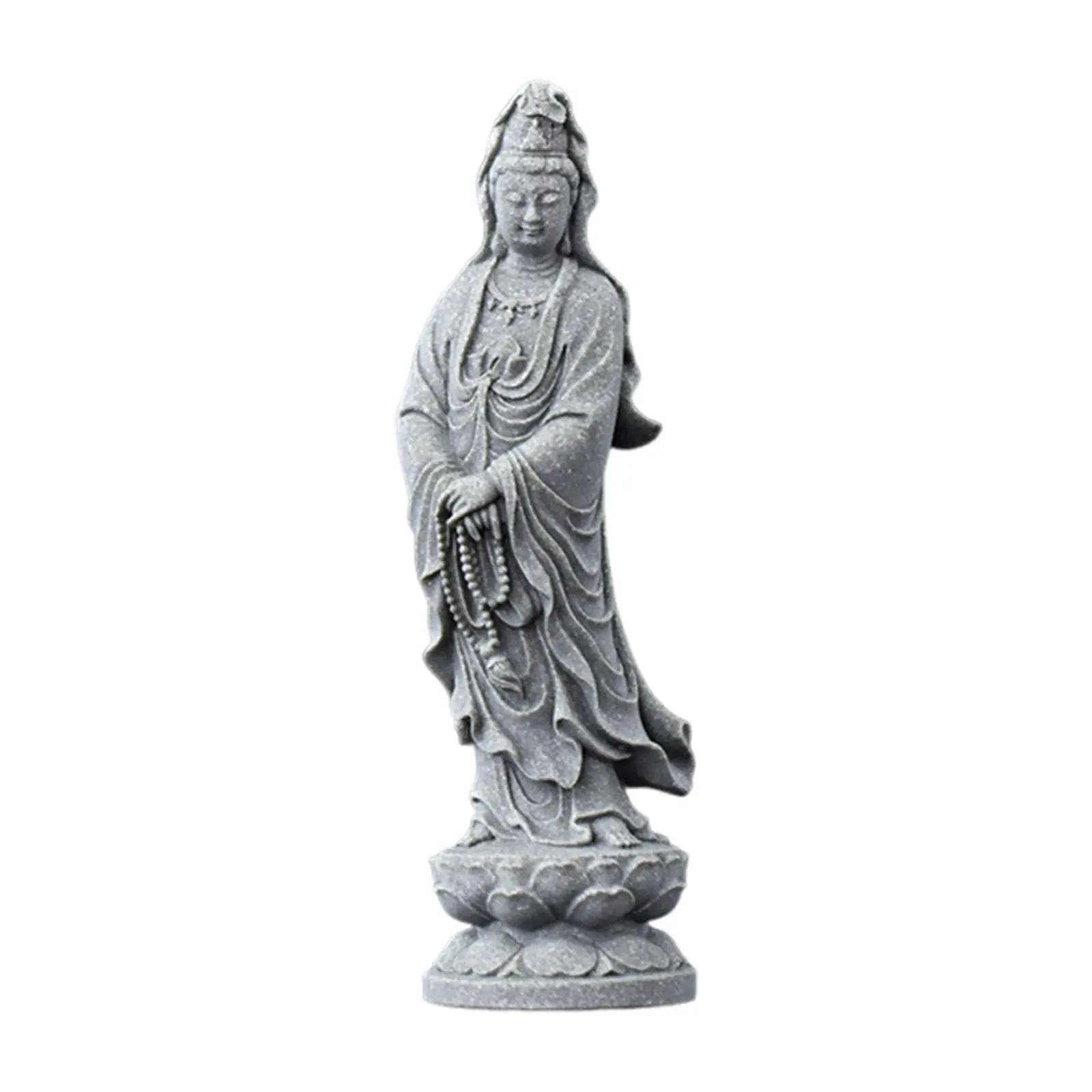 Guan Yin Statue Traditional Gifts Decoration Kuanyin Figurine Stone Ornament for Indoor Fireplace Desktop Hallway Housewarming