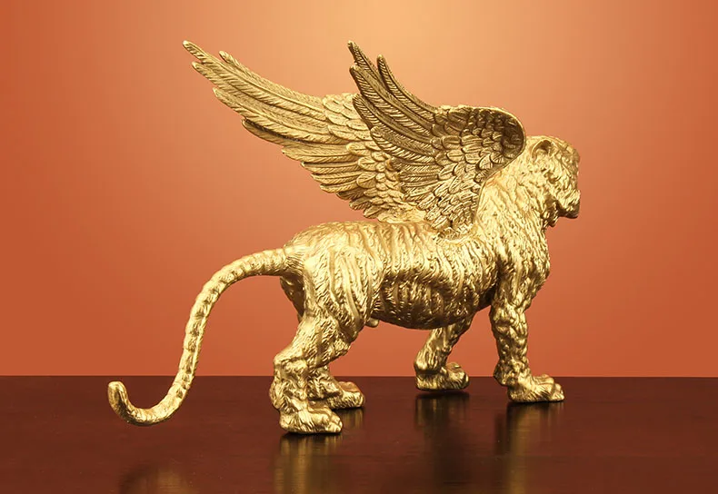 NEW HOME OFFICE GOOD LUCK Recruit wealth Mascot ornament RU HU TIAN YI Supernatural tiger copper carving statue Company