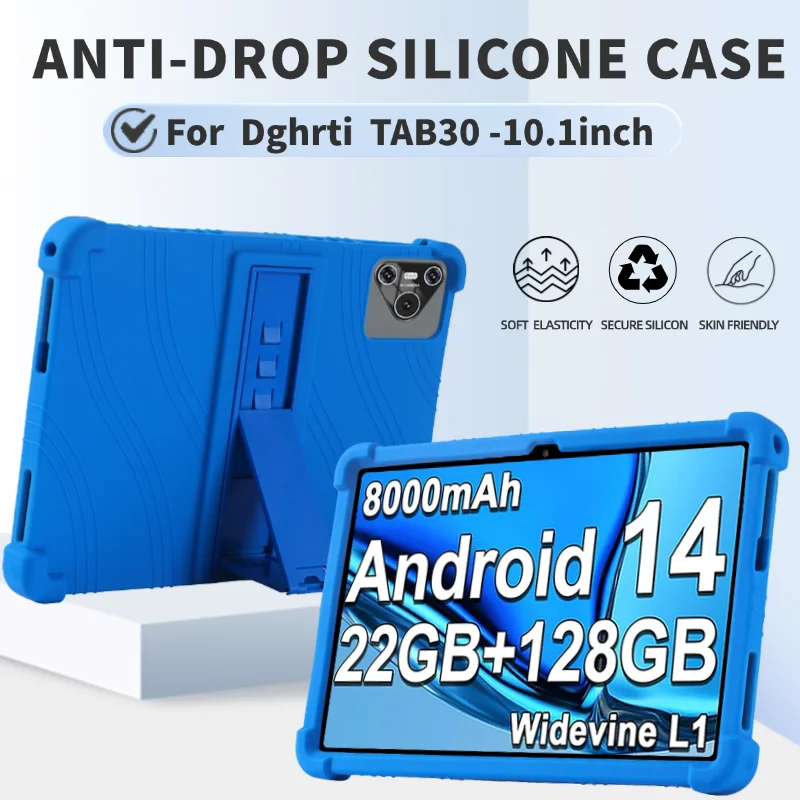 For Dghrti TAB30 10.1inch Kickstand Coat Shockproof Cover Case Android 14 Tablet  Soft Silicon Stand Protective Shell