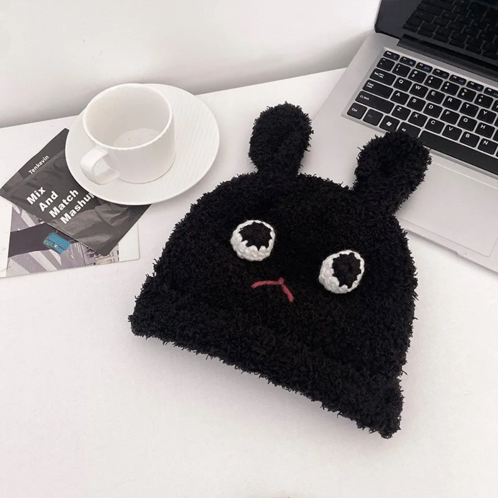 Trendy Cute Little Bear Knitted Hat Winter Warm Gift Women Leisure Cap Soft Versatile Slouchy Bonnet