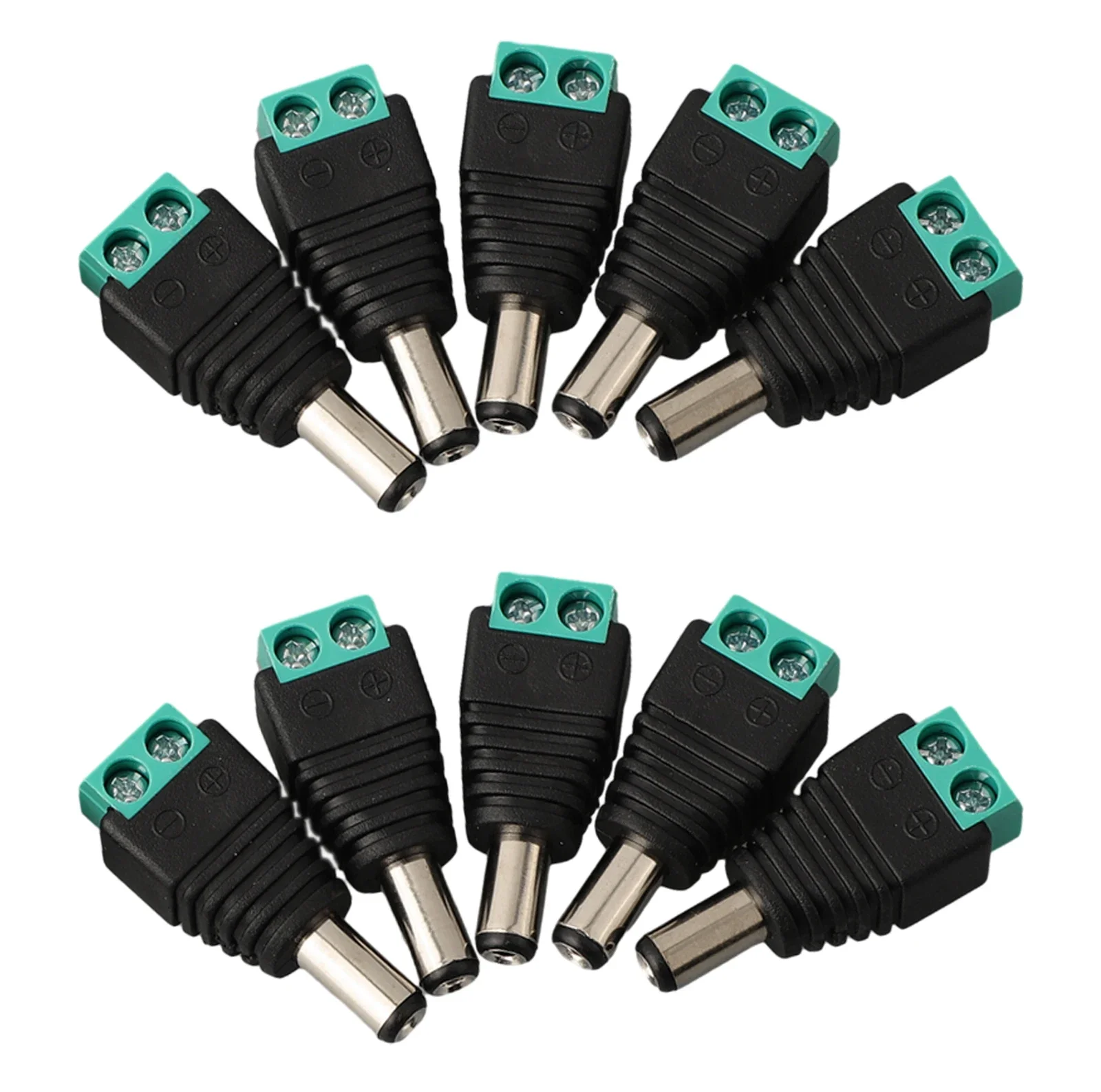 10PCS Male DC Power Plug Adapter Connector  5 5x2 1MM 12V 24V Plug For LED Power Supply  Easy To Install And Durable