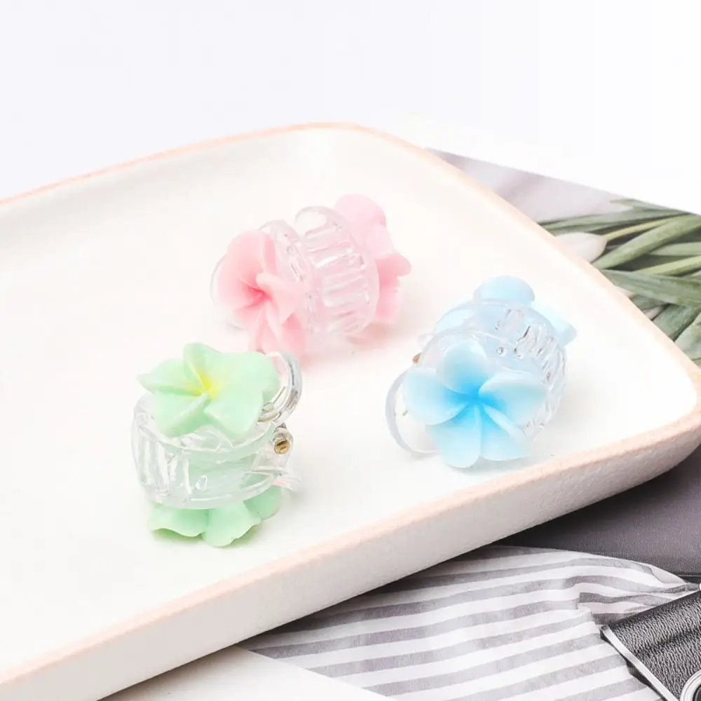 Cute Frangipani Hair Clip Simple Transparent Jelly Color Flower Shape Claw Clips Headwear Hair Accessories Ponytail Hairpin