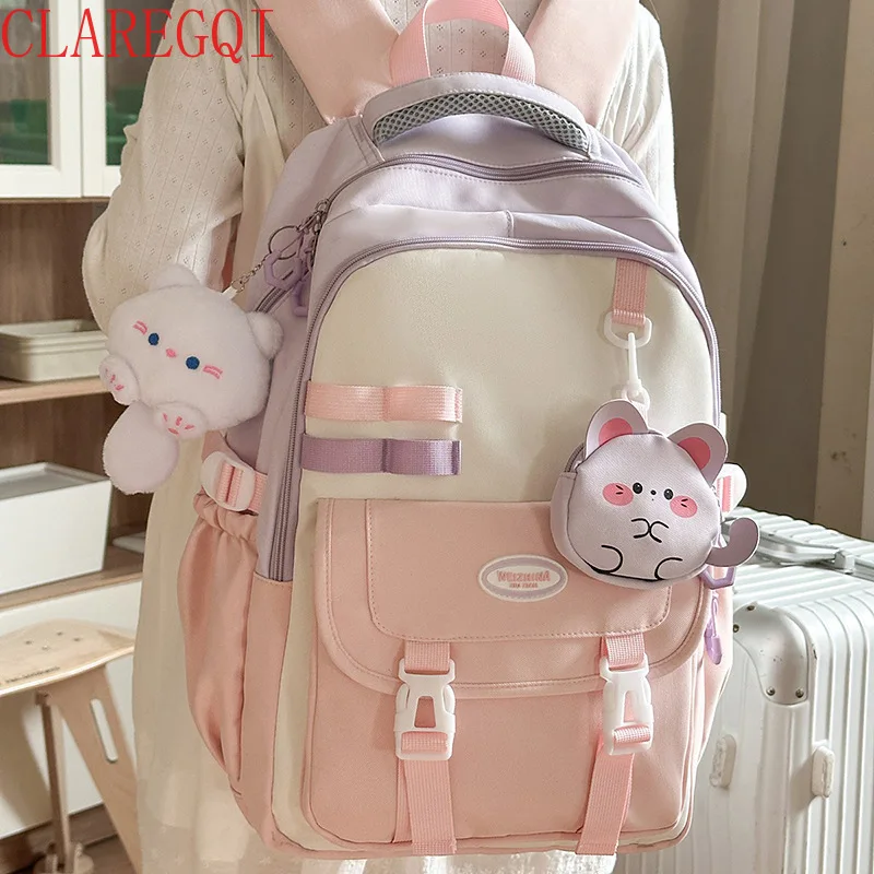 Hot selling Japanese cute little fresh college style student backpack, fashionable niche color collision travel backpack