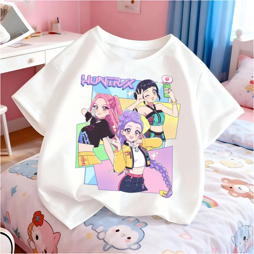 

2025 Hot Movie KPop Demon Hunters Saja Boys Cartoon Boys T-shirt Round Neck Fashion Casual Top Children's T-shirt Girls Clothing