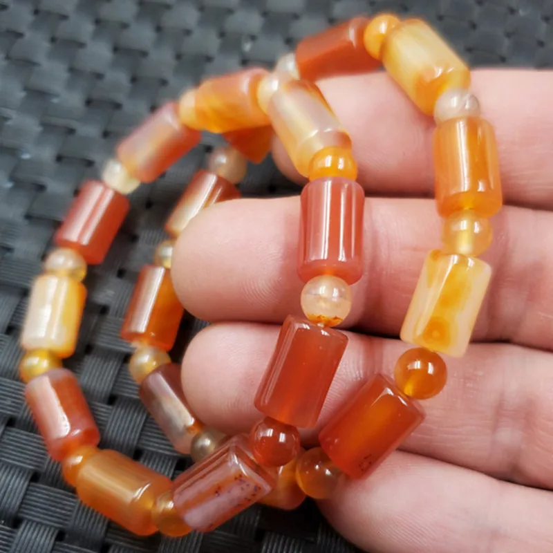 A-grade , red barrel bead , chalcedony , colorful agate , jade bracelet