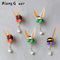 6pcs Artificial Bee Replacement Head Honeybee Cat Toy Accessories Funny Teaser Stick Interactive Wand Pet Toy