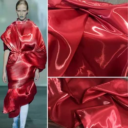 Reflective Ultra Bright Crystal Bright Red High Gloss Silk Fabric Suit Dress Windbreaker Designer Fabric