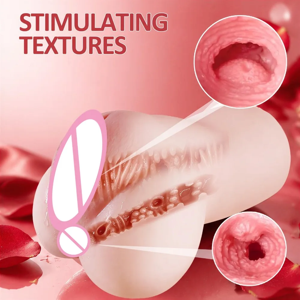 2 IN 1 Realistic Vagina and Anal Masturbation Cup Oversized Vulva Pocket Pussy Sucking Male Masturbator Stroker Sex Toys for Men view 2