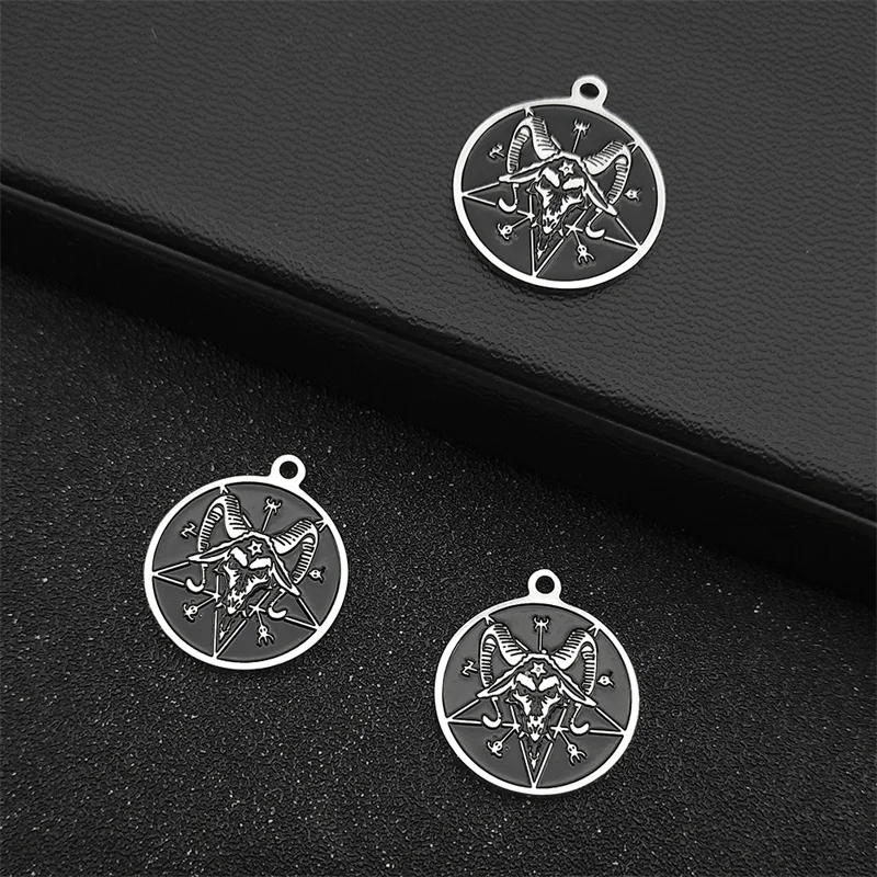 5PCS Satan Goat Unique Pagan Handmade Necklace Bracelet Stainless Steel Silver Color Charms for Jewelry Making DIY Accessories