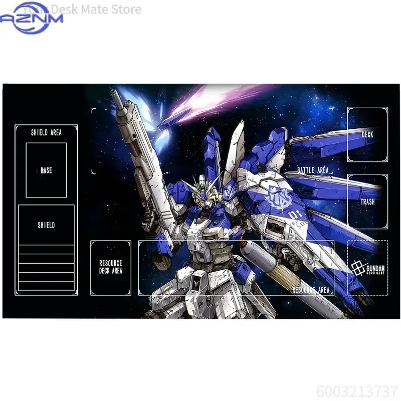 Anime Hi-Nu Gundam Mecha Mouse Pad, Rubber Non Slip Gaming Desk Mat, Starry Space Background with Card Zones Art Mouse Pad for D