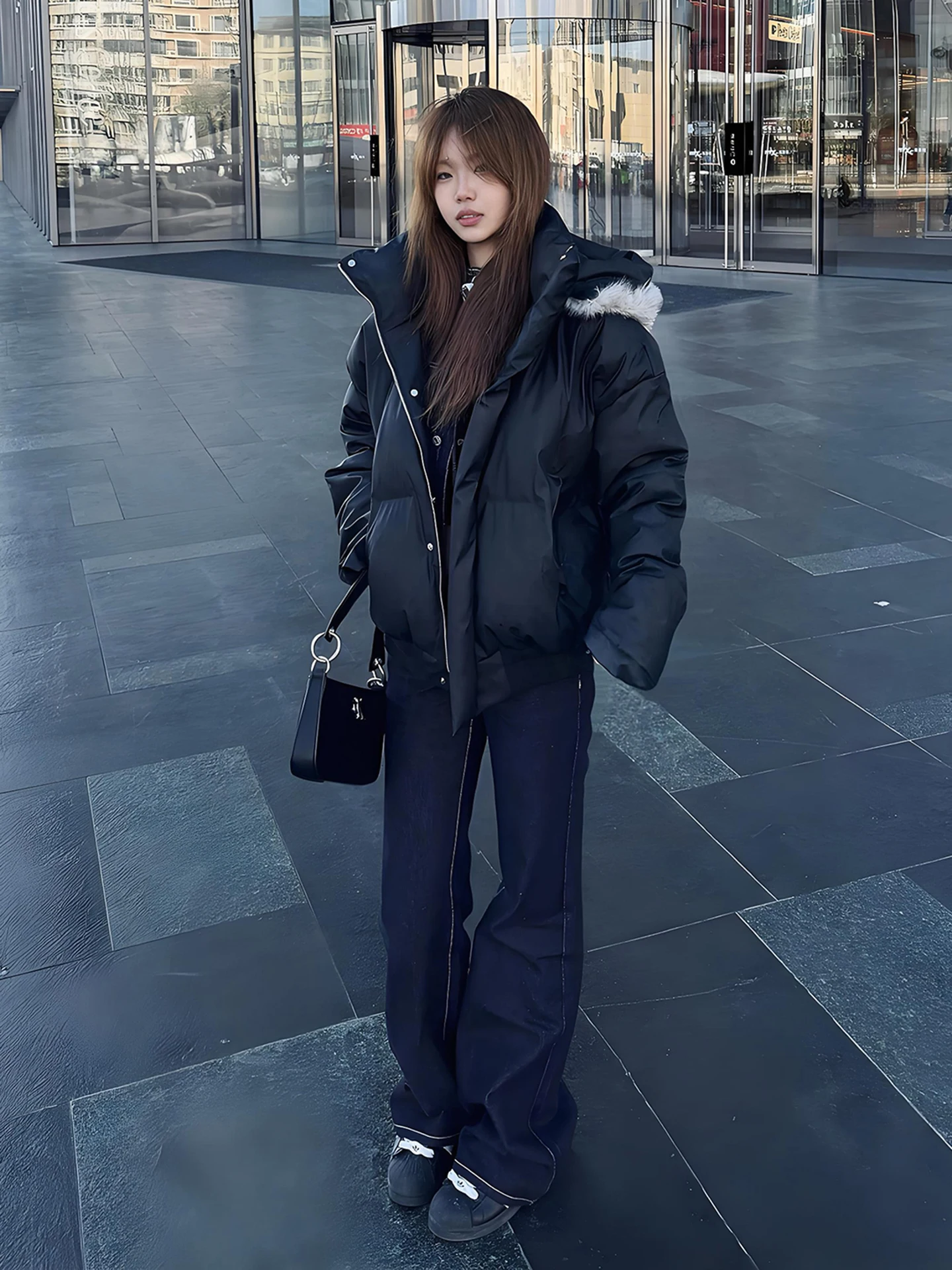 

Утепленная зимняя мужская куртка Bla Thiened из искусственной кожи с капюшоном, в американском стиле, теплая, на молнии, с длинными рукавами