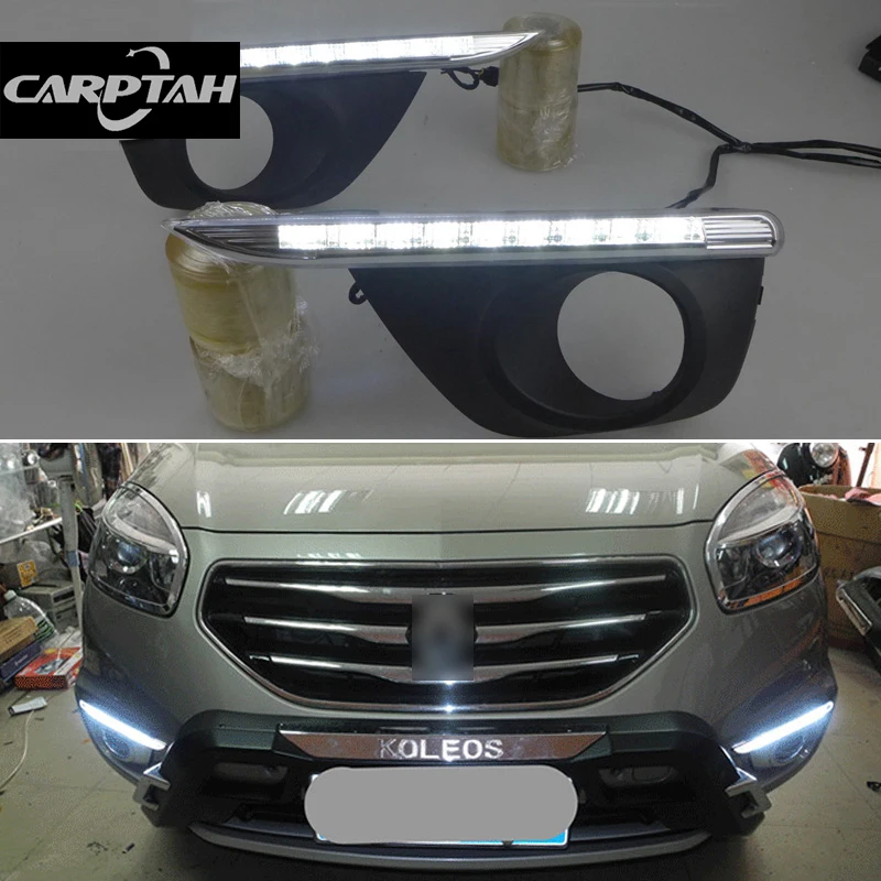 Car LED DRL 12V Daylights For Renault Koleos 2011 2012 2013 2014  Auto Dimming Daytime Running Lamps Car Foglamps