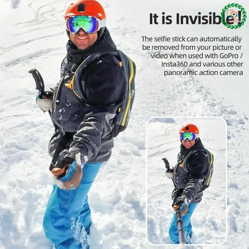 Imagen 2 del producto Palo de Selfie de fibra de carbono de 1,2 M para DJI Osmo 360/Action 5 Pro palo de Selfie Invisible ultraligero para Insta360 X5/Ace Pro 2/GoPro