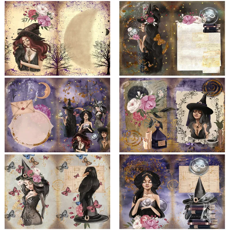 8Pcs/Pack Retro Dark Witch Magic Vintage Sticker DIY Craft Scrapbooking Album Junk Journal Decorative Stickers