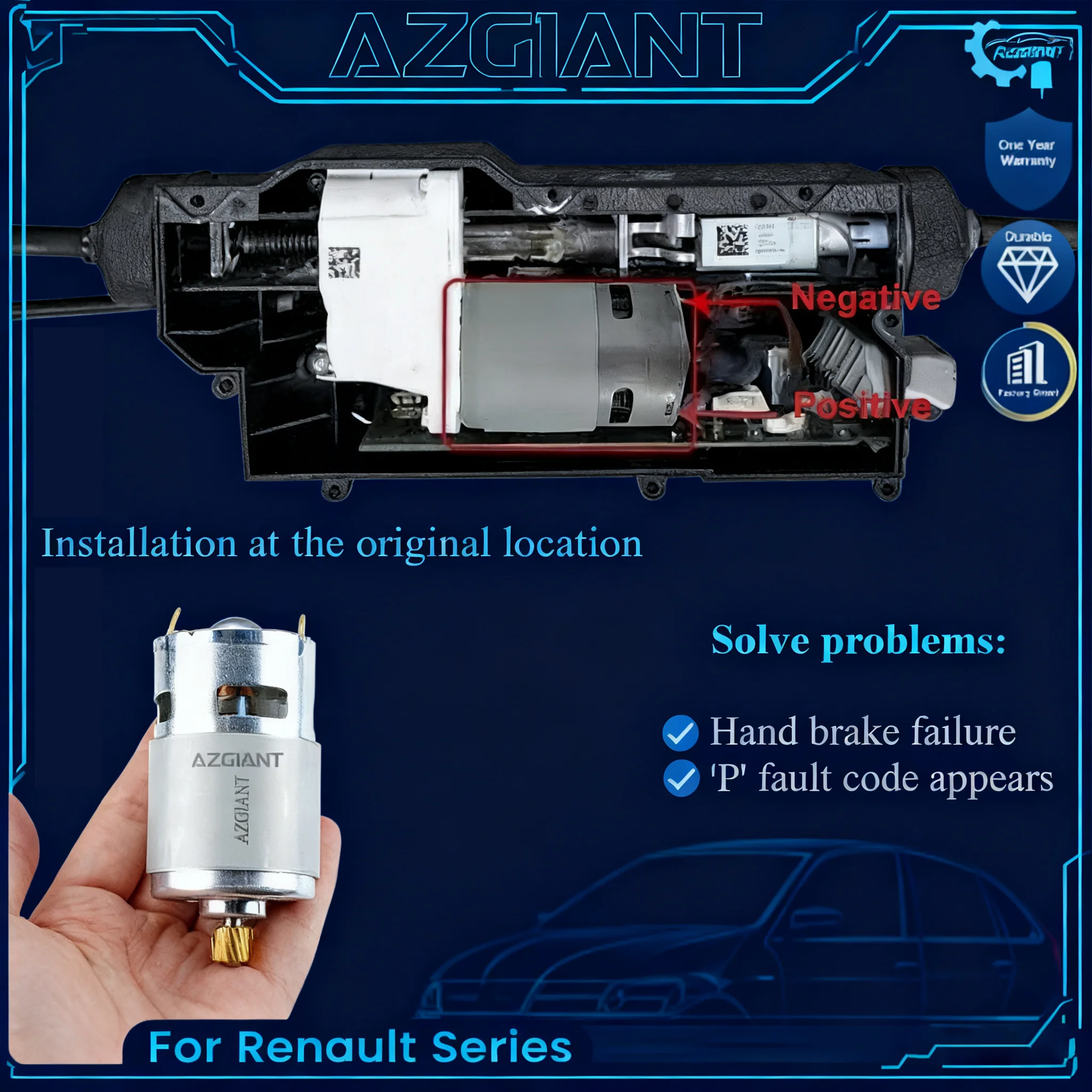 Motor Servo Rem Tangan Pengganti Langsung 17 Gigi untuk Renault Megane Espace Laguna Vel Satis Motor Inti Rem Parkir Elektronik