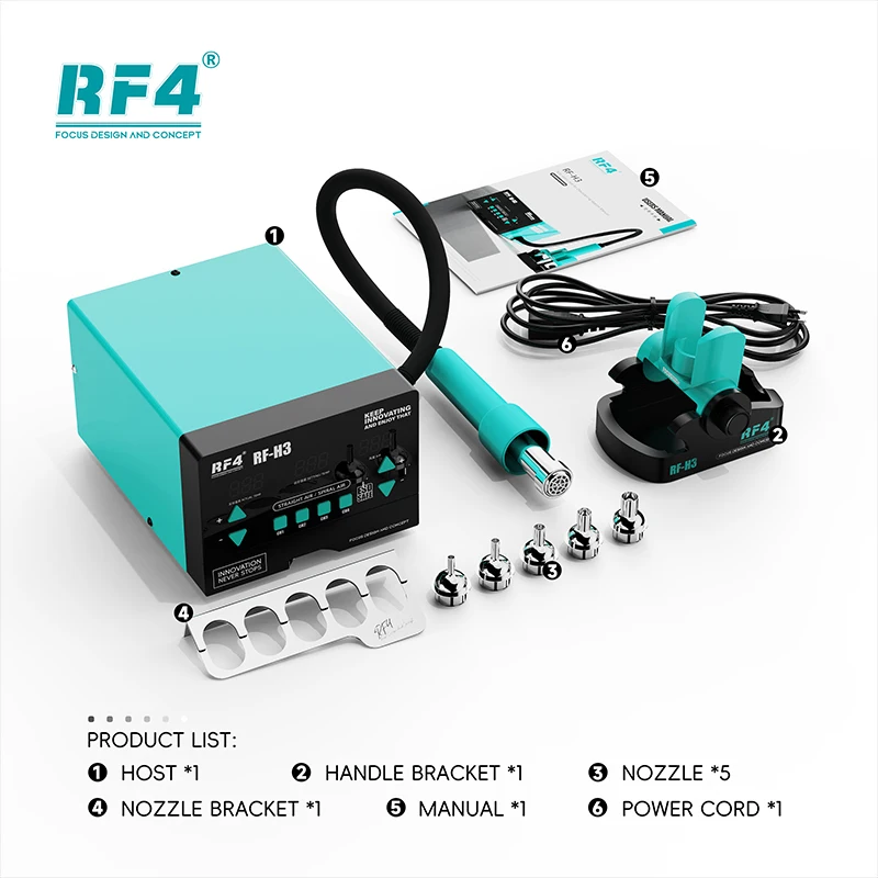 

RF4 RF-H3 Hot Air Tool Soldering Station with Digital Display Panel for Mobile Phone High Efficiency PCB Desoldering Repair Tool