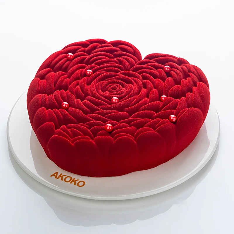 

AKOKO7-дюймовая силиконовая форма для торта с розовым мусом, форма для выпечки цветов французской выпечки ко Дню святого Валентина