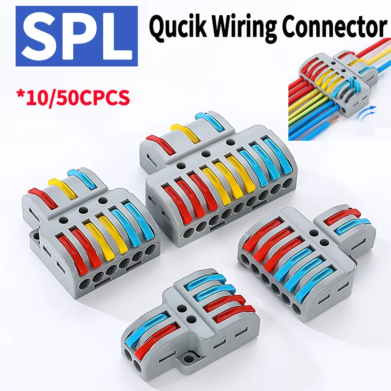 1 in Multiple Out Quick Wiring Connector Universal Splitter Wiring Cable Push-in Can Combined Butt Home Terminal Block SPL 42/63