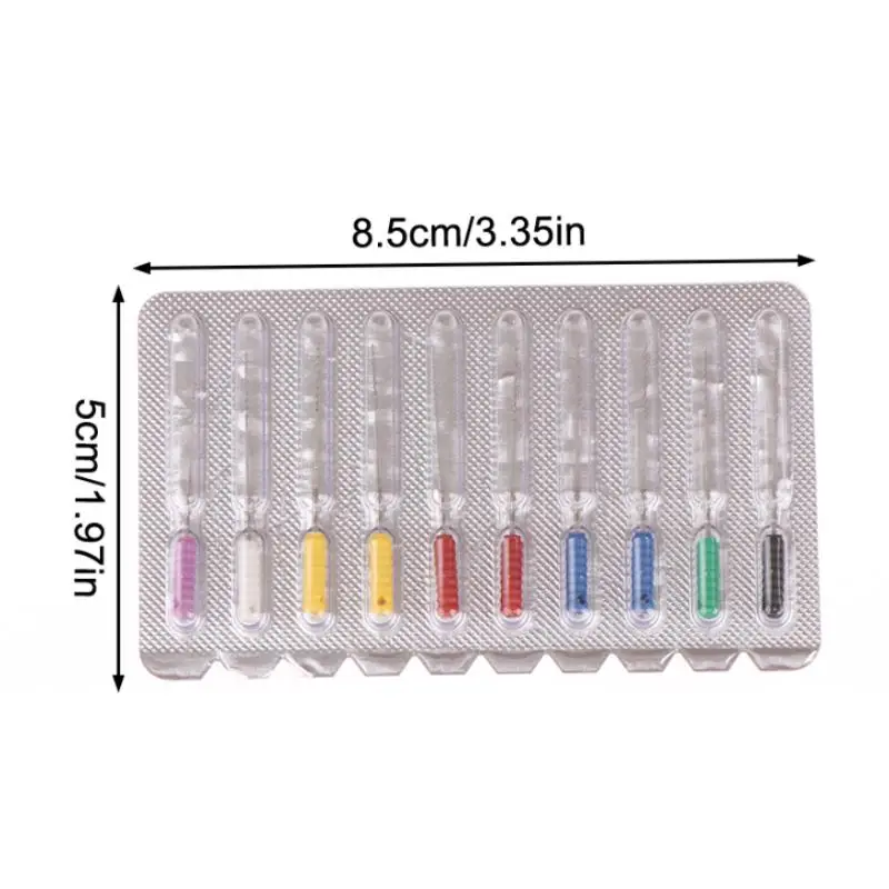 

10 шт., стоматологические броши с колючками, эндодонтические инструменты, корневой канал 21/25 мм, чистящие ручные файлы, ручки, стоматологические инструменты