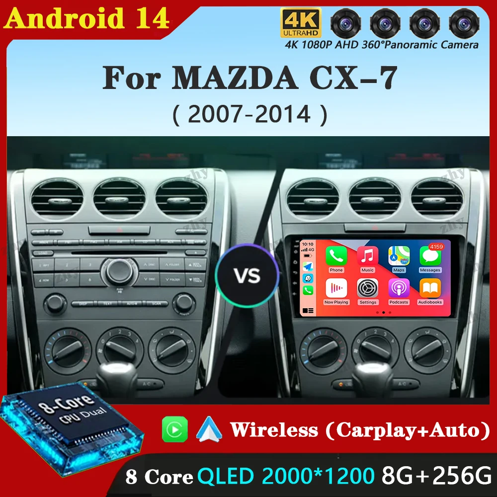 

Android 14 Carplay Auto For MAZDA CX-7 CX7 CX 7 2007 2008 2009 2010 2011 - 2014 Car Radio Multimedia Video Player Navigation GPS
