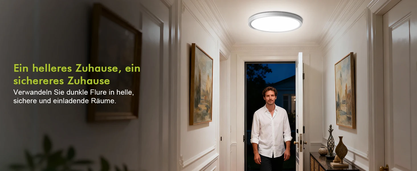 LED-Deckenleuchte mit Radar-Bewegungssensor, 18W 1800LM IP44 4000K Neutralweiß, Ultraflach Ø23cm für Flur, Treppe, Keller – Detail 4