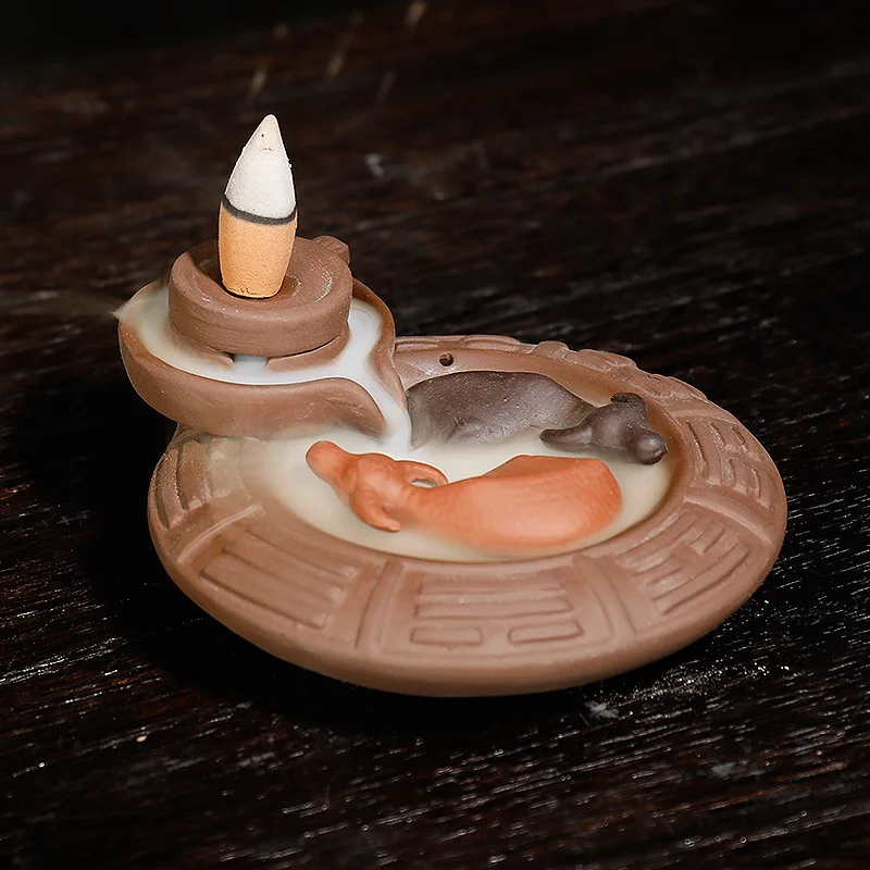 Purple Clay Backflow Incense Burner Creative Bagua Turning the Universe Backflow Incense Burner Ornament