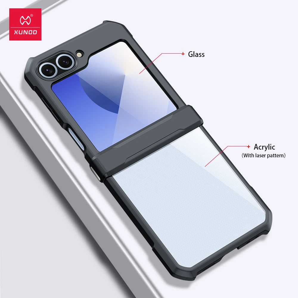 Xundd für Samsung Galaxy Z Flip 7 5 Z Flip 6 7 5G Hülle Airbag stoßfestes Acryl+TPU+Glas Rückseite für Flip5 Zdaa 5 7 Diego Premiere – Detail 13