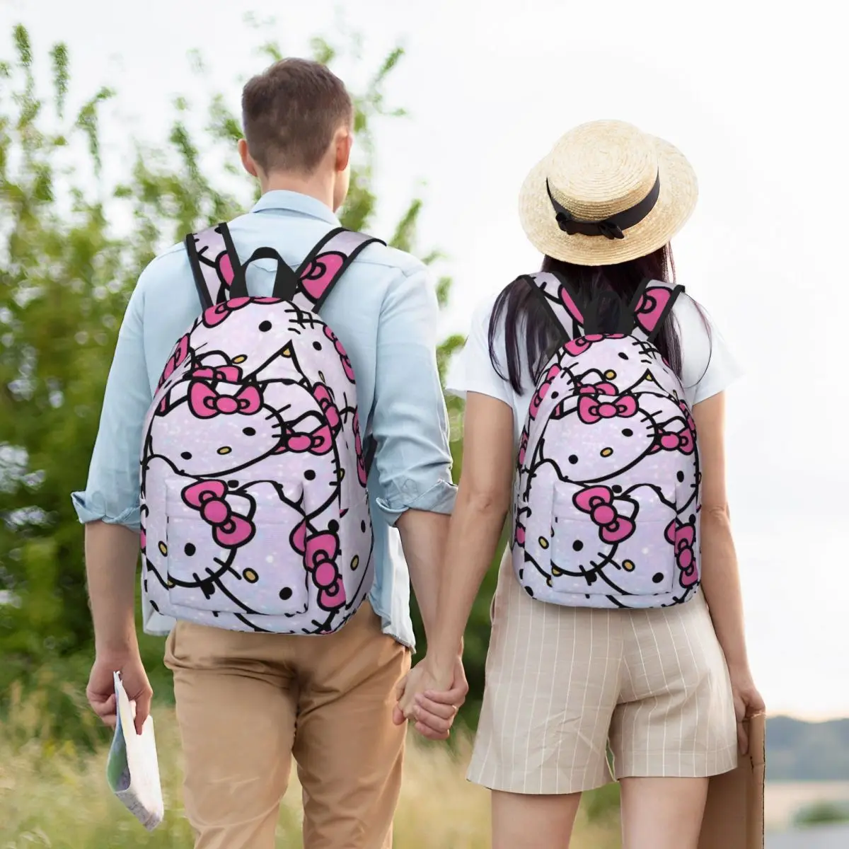 Hello Kitty Cartoon Casual Backpack Gift High School Business Daypack for Men Women Laptop Computer Canvas Bags