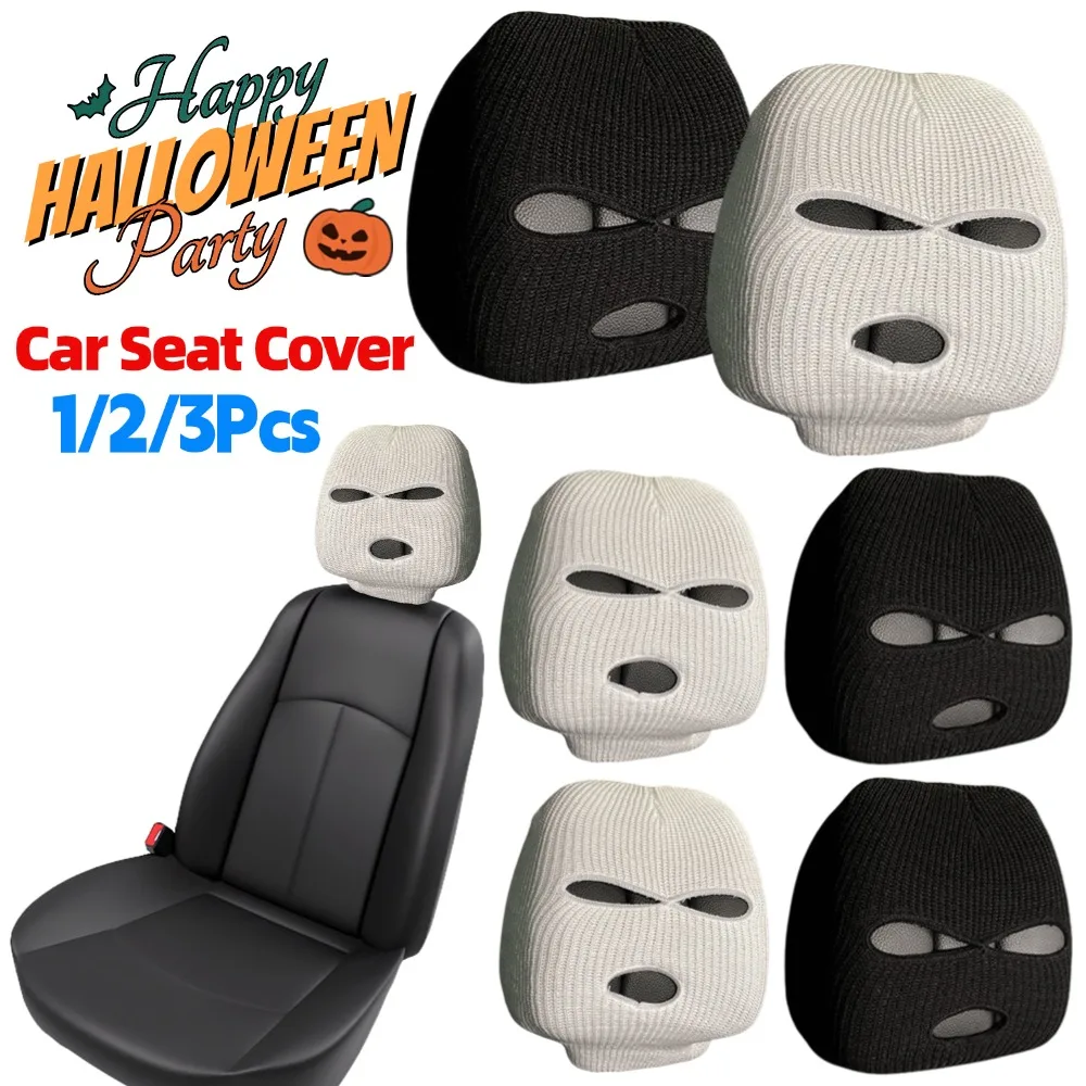 

Halloween Spoof Car Seat Cover Masked Person Headgear Halloween Funny Headrest Cover Decoration Car Seats Interior Accessories