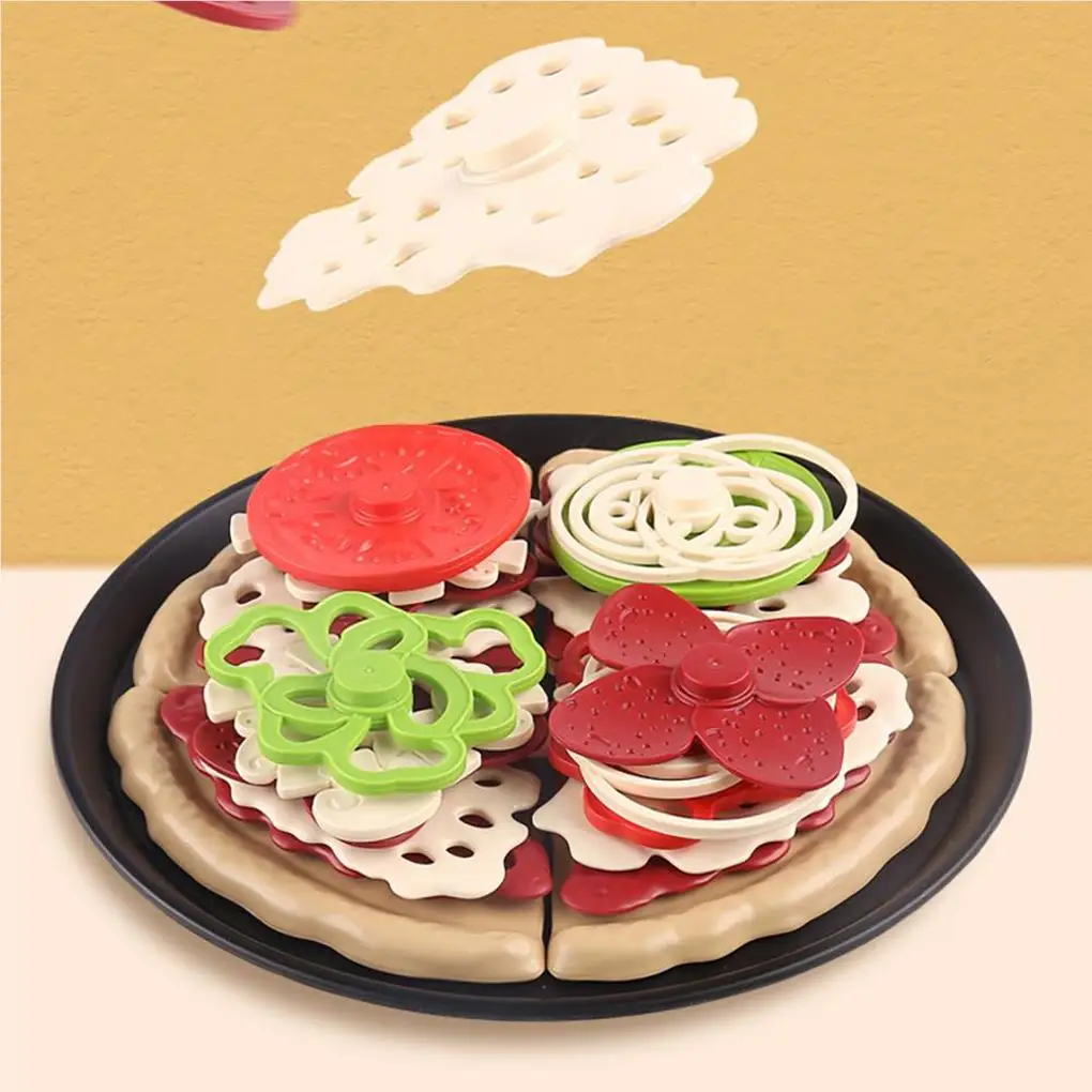 Simulation Pizza Toy Early Learning High-strength Wear-Resistant Fake Pastry Plastic Food Toys Set School Kids Christmas gift