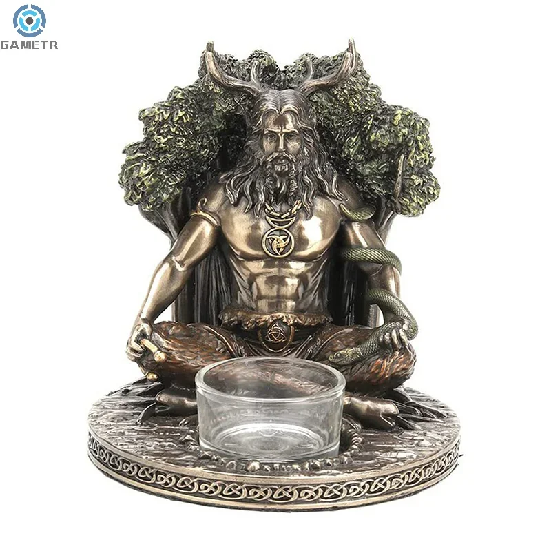 Ancient Roman Statue of a Seated Figure, Celtic God and goddess Altar with Candles, Home Desk Decoration, Handicrafts, Statue Fi