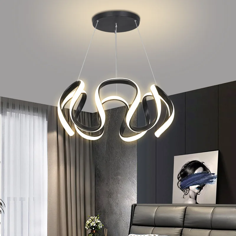 LED chandelier, Nordic luxury restaurant, living room, dining table, modern and personalized bar decoration light designer