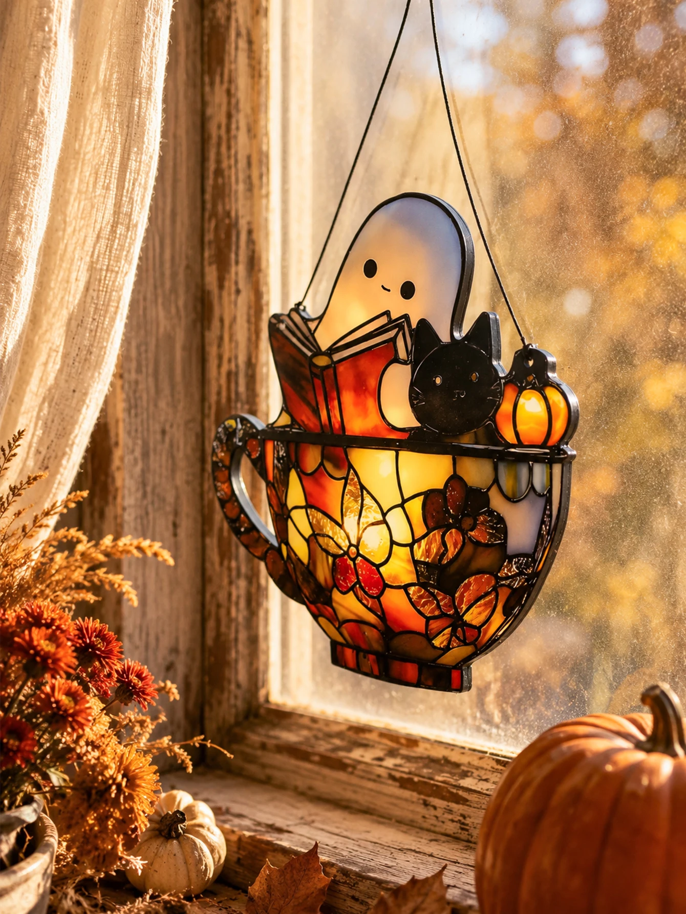 Cute Ghost Reading Book With B - Home Decor Halloween review and price
