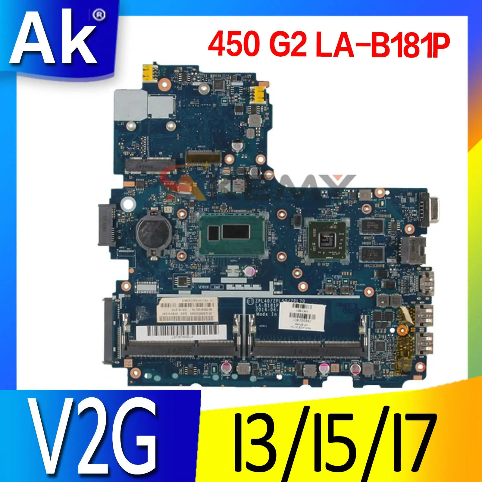 

Для HP Probook 440 450 G2 материнская плата ZPL40/ZPL50/ZPL70 LA-B181P UMA I3 I5 4-й/5 процессор 799552-601 материнская плата ноутбука тестовая книга