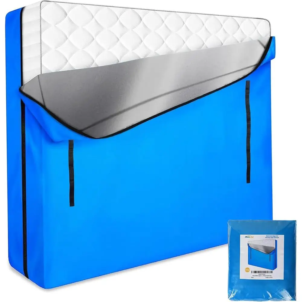 

King Size Zippered Mattress Bag with 8 Handles for Moving and Storage, Reusable Protector