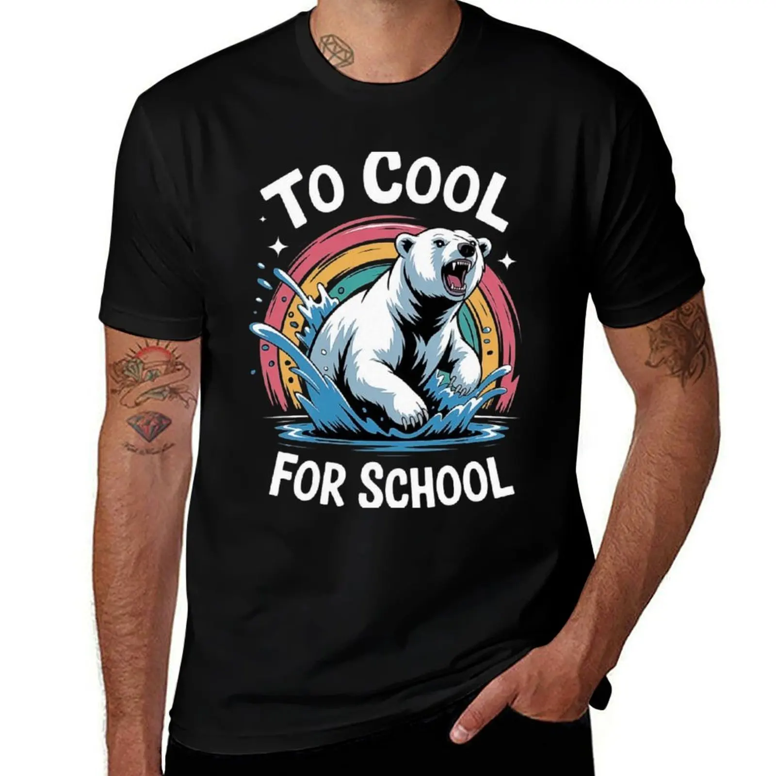 

Cool Polar Bear Retro Design – Too Cool for School Animal Art T-Shirt Short sleeve tee blacks t shirt for men