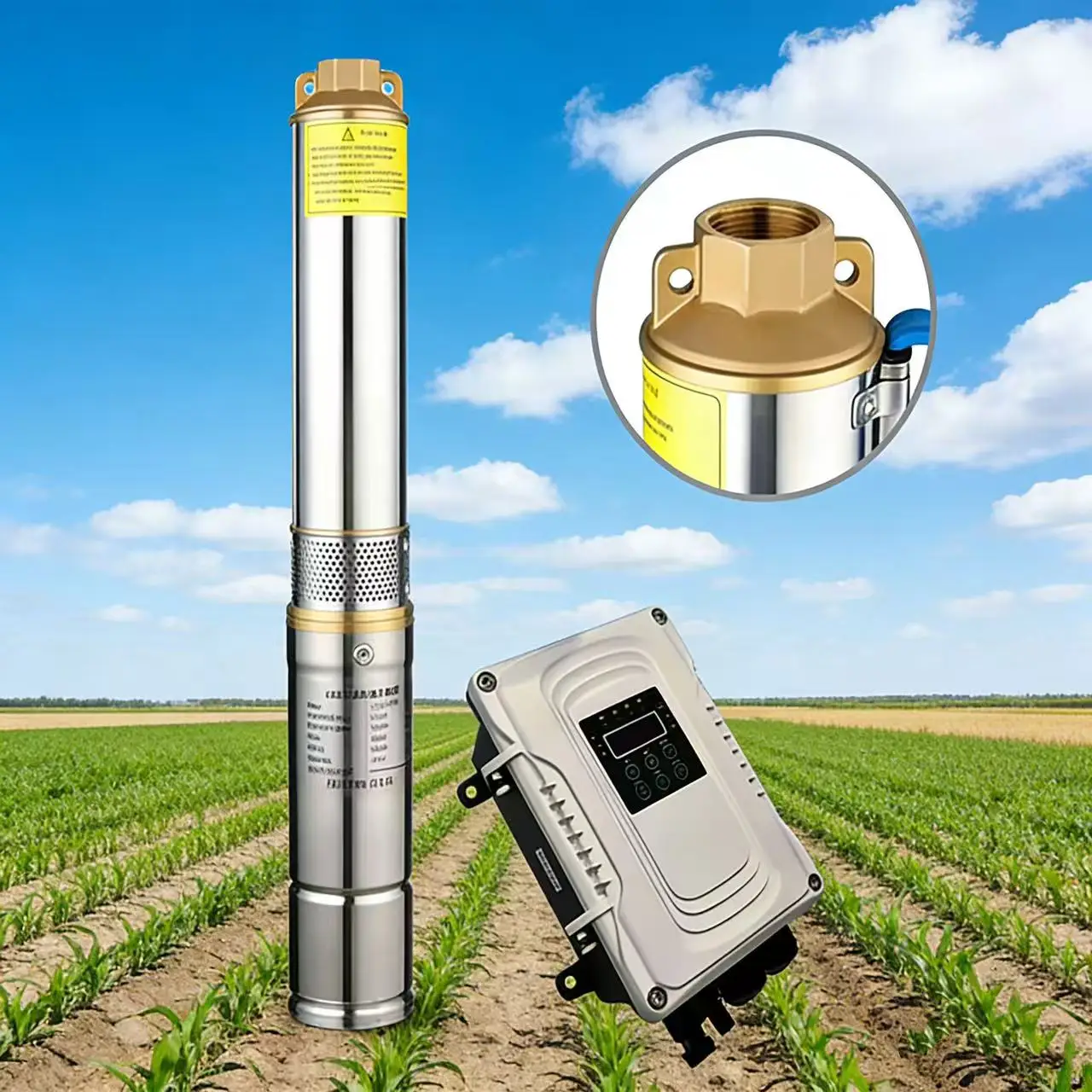 

Deep Well DC Solar Power Submersible Pumps, helical Rotor Solar Water Pump for Farm Irrigation, South America, 3"