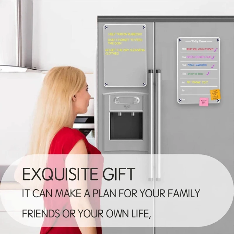 لوح أكريليك مغناطيسي للثلاجة ، يومي ، أسبوعي ، شهري ، مخطط ، لوح علامات ، مسح جاف ، تقويم ، مذكرة