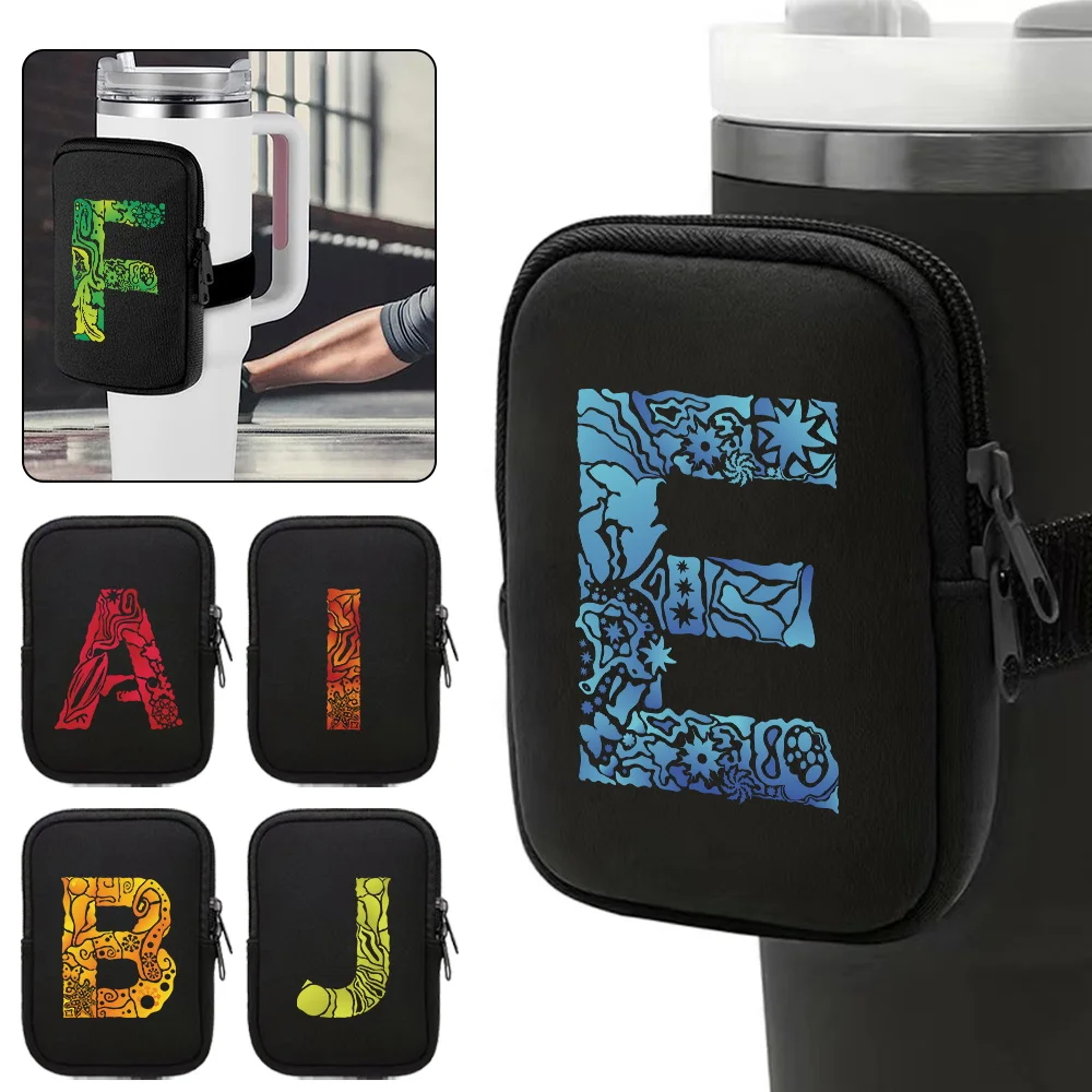 Outdoor Sports Water Bottle Pouch Unisex Handheld Water Bottle Bags Fitness Accessories Zipper Engrave Image Series Storage Bag