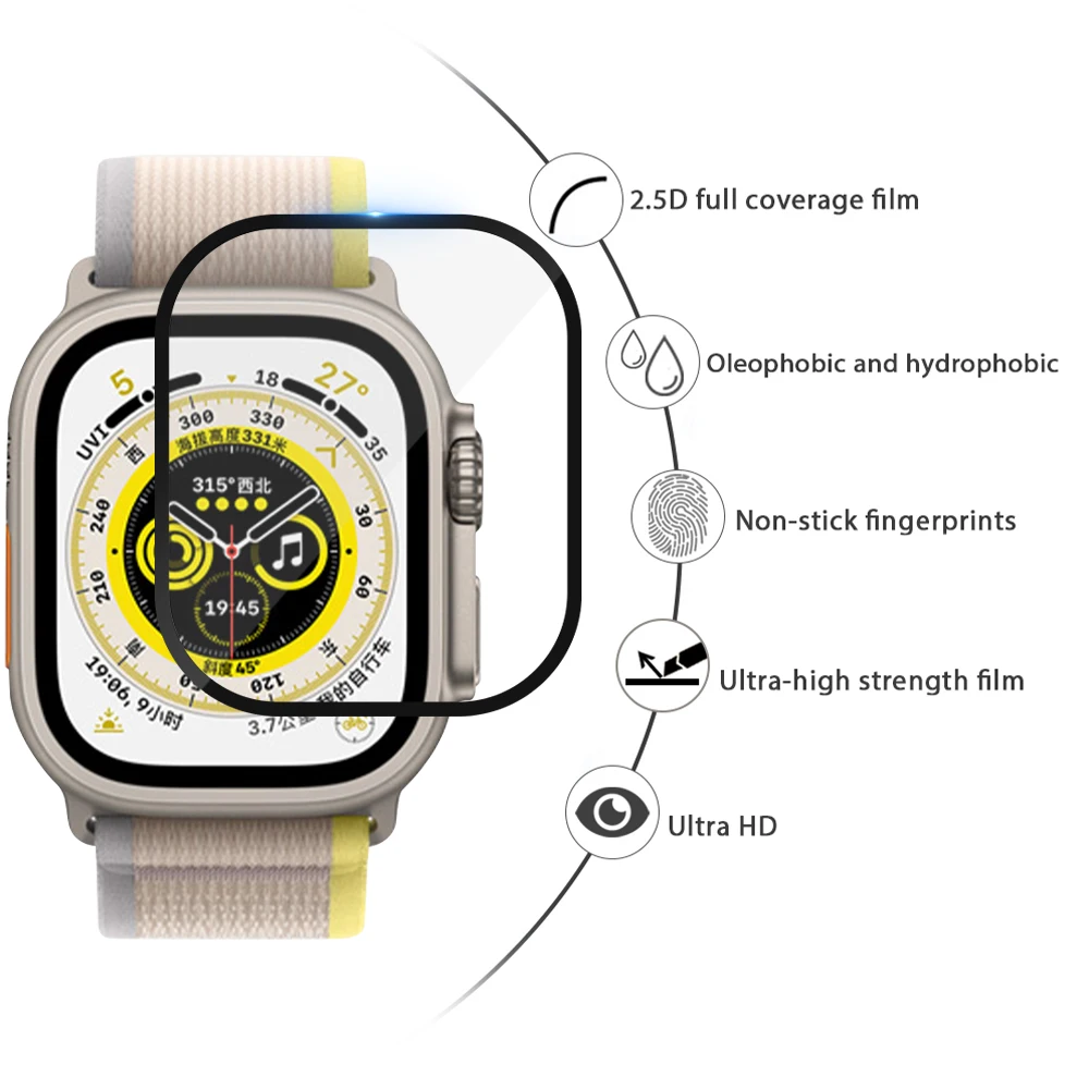 Vetro temperato per Apple Watch Ultra 49mm pellicola protettiva per schermo intero temperato impermeabile per Smartwatch Iwatch Series 8 Pro 49mm