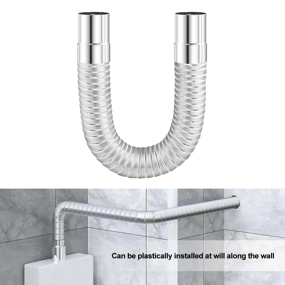 Tubo de estufa de leña de acero inoxidable, codo, revestimiento de chimenea, curva, tubo de estufa de combustión múltiple, estiramiento, tubo de escape de calentador de agua a Gas de 50mm