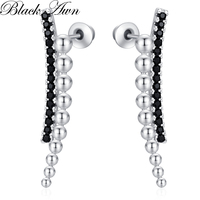 2025 New Simple Hot Silver Color Jewelry Black Spinel Stone Cute Party Stud Earrings For Women Bijoux Femme I288