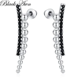 2026 New Simple Hot Silver Color Jewelry Black Spinel Stone Cute Party Stud Earrings For Women Bijoux Femme I288