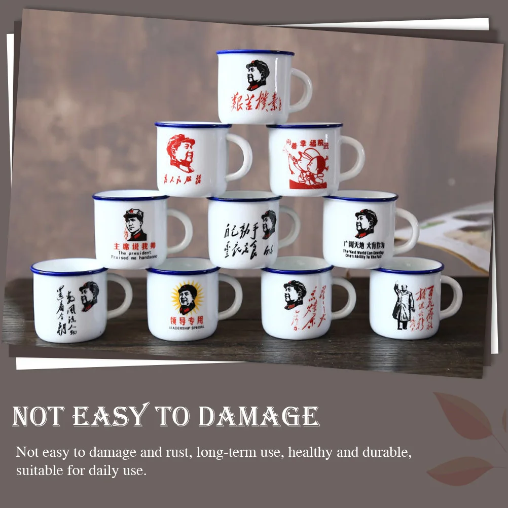 

6Pcs Professional Enamel Mugs Sturdy Trustworthy Household Accessory Not Easy Damage Rust Longterm Use Enamel Cup