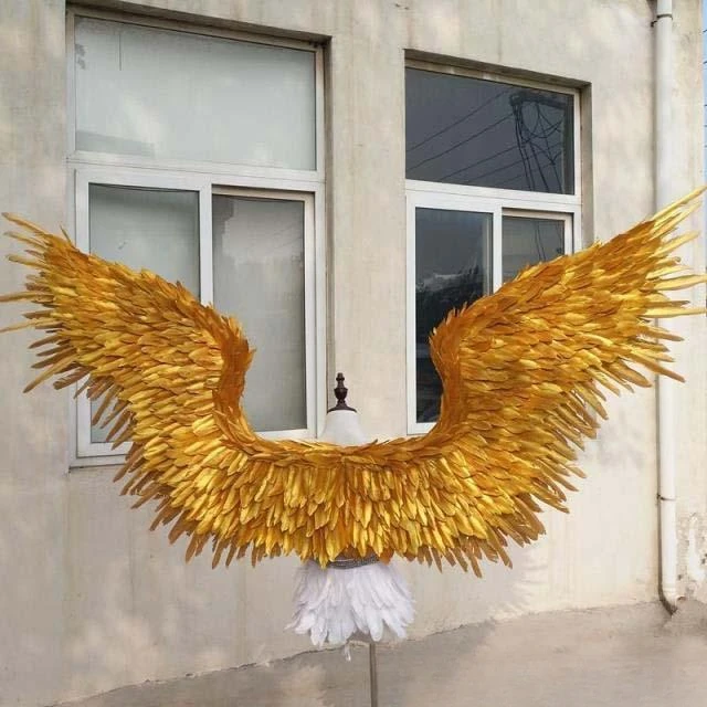 NEW!Costumed beautiful Gold angel feather wings for wedding Photography Display Party wedding decorations